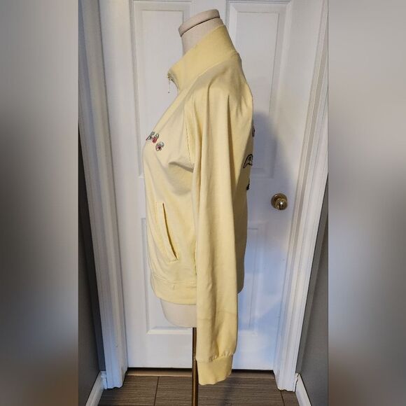 BCBGโMAX AZRIA Yellow Embroidered Zip Up Sweater - Size Large - Picture 11 of 15